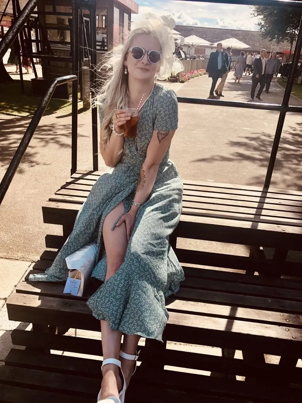 Green Floral V-Neck Cardigan Dress Large Swing Holiday Wear — feature 12