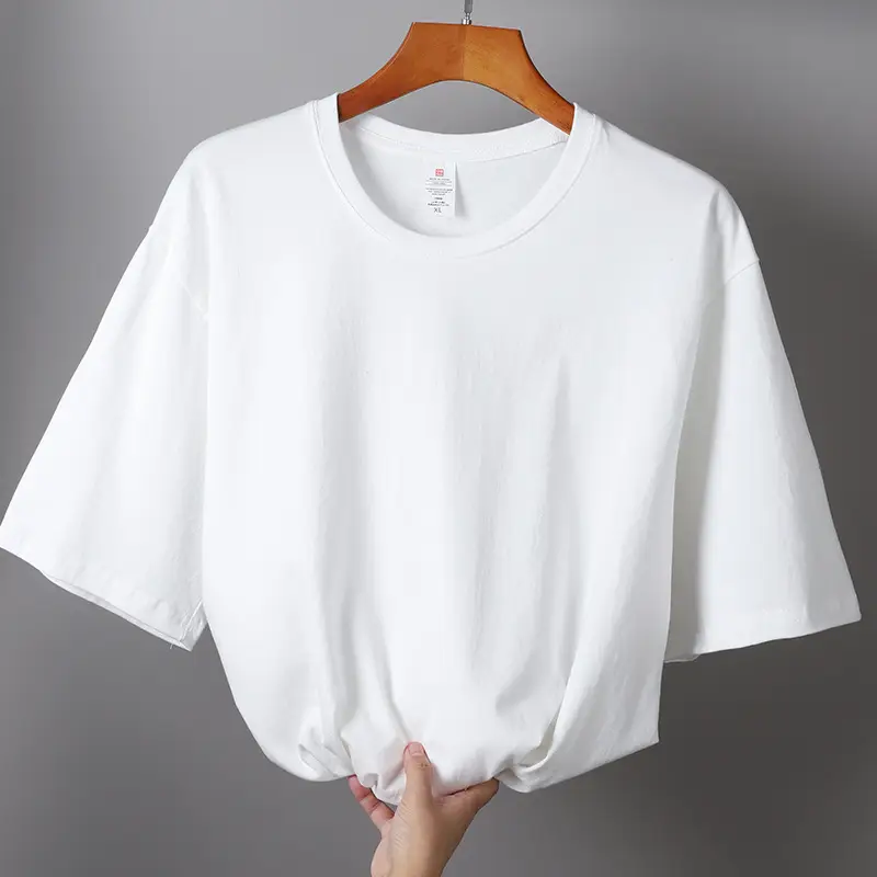 Men Pure Cotton 3/4 Sleeve T-Shirt White Black Large - Image 4