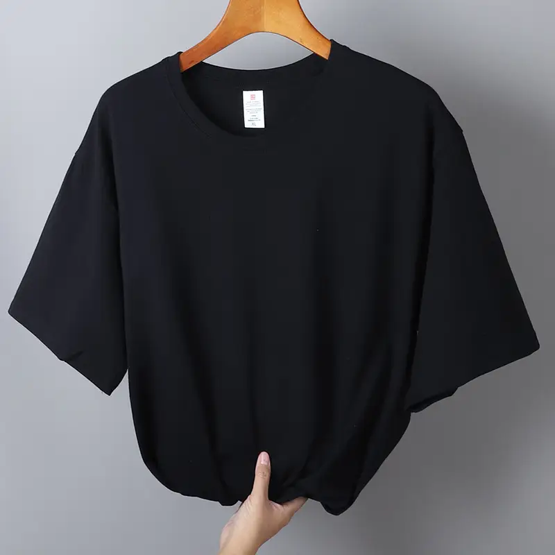 Men Pure Cotton 3/4 Sleeve T-Shirt White Black Large - Image 5
