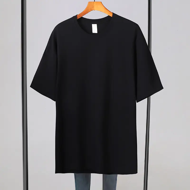 Men Pure Cotton 3/4 Sleeve T-Shirt White Black Large - Image 2