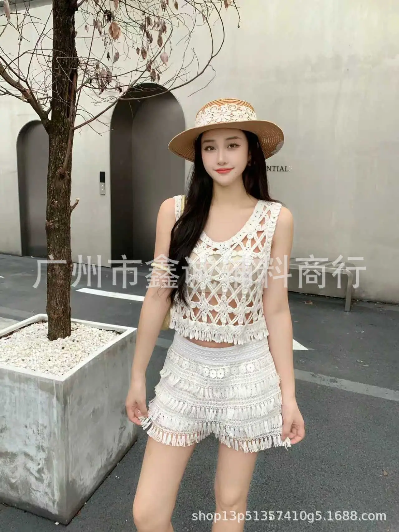New Retro Women's Lace Shorts Set with Hat - Image 19