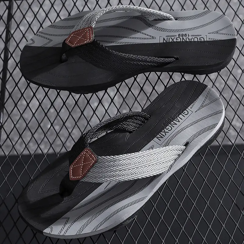 Men's New Summer Slip-On Sandals Black Grey Non-Slip