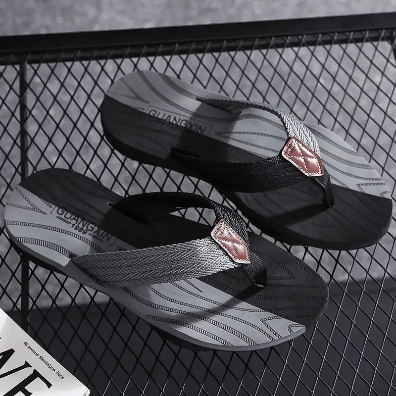 Men's New Summer Slip-On Sandals Black Grey Non-Slip