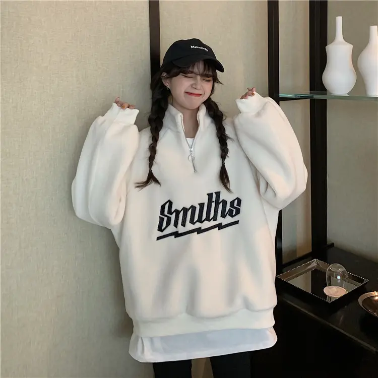 Women Korean Style Loose Sweatshirt Brown Smiths - Image 6