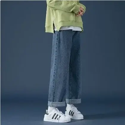 Women Wide Leg Pants High Waist Light Blue Denim - Image 7