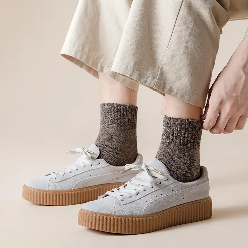 Men's Winter Socks with Fleece Lining, Thick Terry Socks, Anti-Odor, Sweat-Absorbent, Mid-Calf Towel Socks, Warm, Wholesale