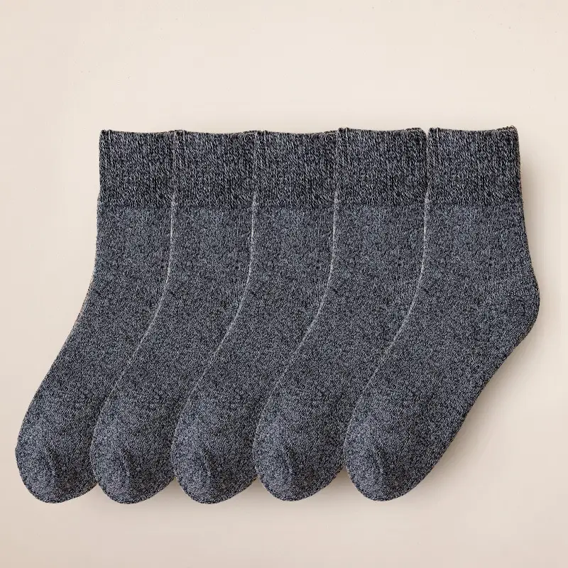 Men's Winter Socks with Fleece Lining, Thick Terry Socks, Anti-Odor, Sweat-Absorbent, Mid-Calf Towel Socks, Warm, Wholesale