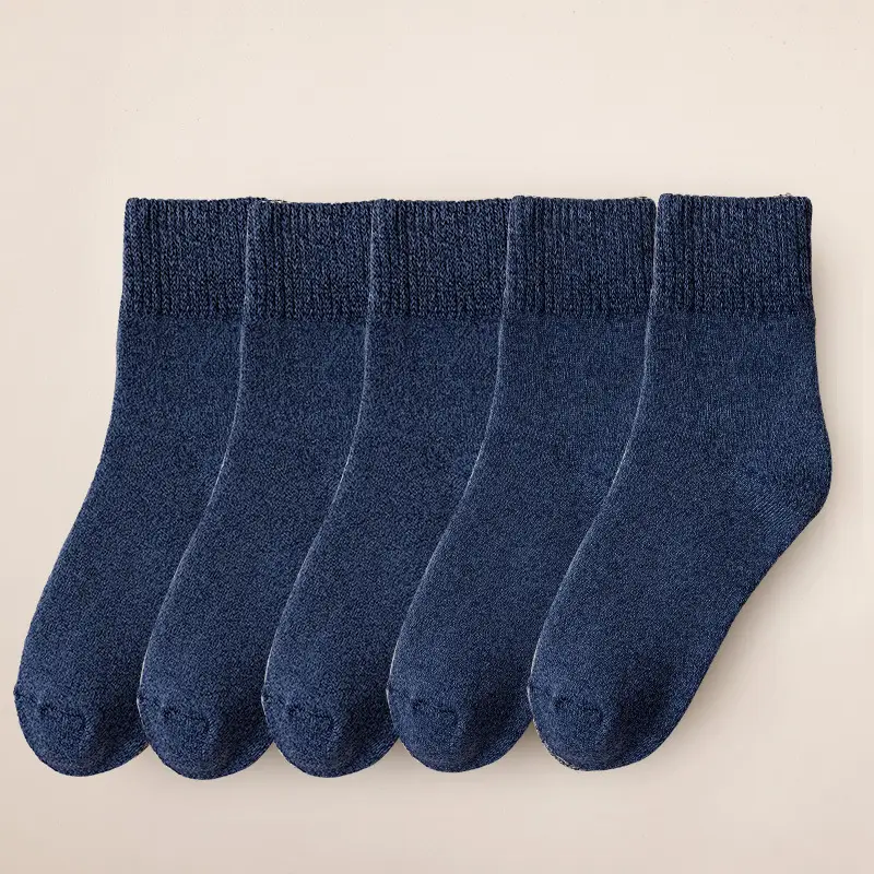 Men's Winter Socks with Fleece Lining, Thick Terry Socks, Anti-Odor, Sweat-Absorbent, Mid-Calf Towel Socks, Warm, Wholesale