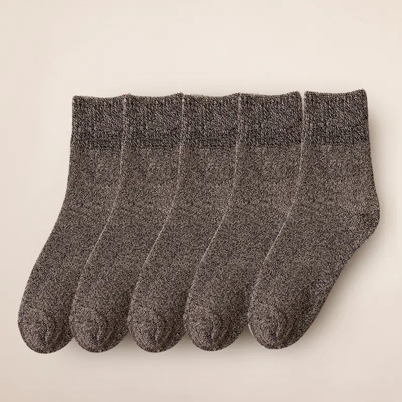 Men's Winter Socks with Fleece Lining, Thick Terry Socks, Anti-Odor, Sweat-Absorbent, Mid-Calf Towel Socks, Warm, Wholesale