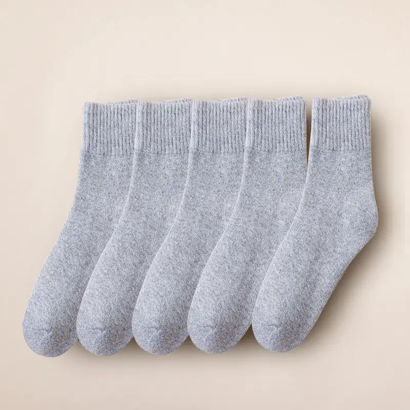 Men's Winter Socks with Fleece Lining, Thick Terry Socks, Anti-Odor, Sweat-Absorbent, Mid-Calf Towel Socks, Warm, Wholesale