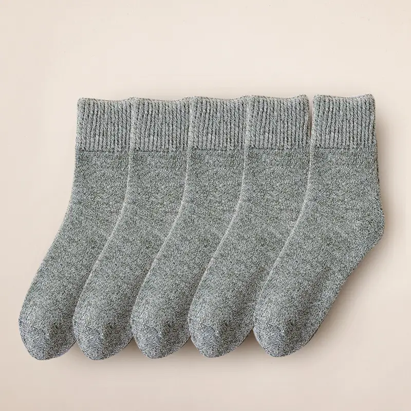 Men's Winter Socks with Fleece Lining, Thick Terry Socks, Anti-Odor, Sweat-Absorbent, Mid-Calf Towel Socks, Warm, Wholesale