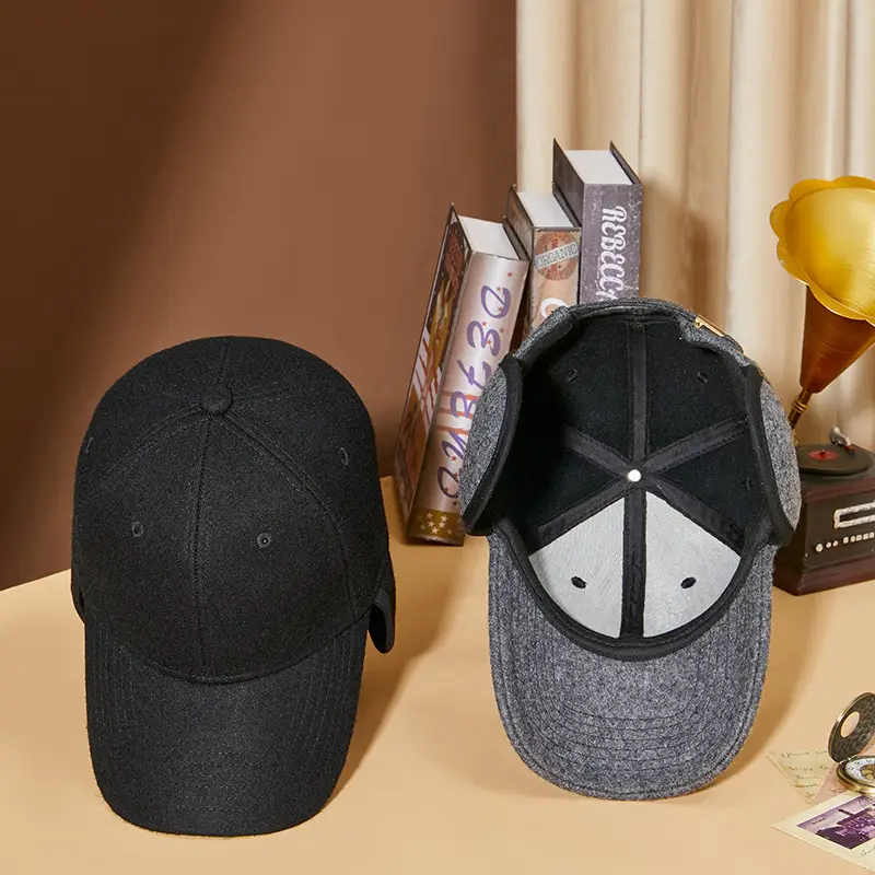 Men Winter Windproof Cap with Ear Protection Black Grey