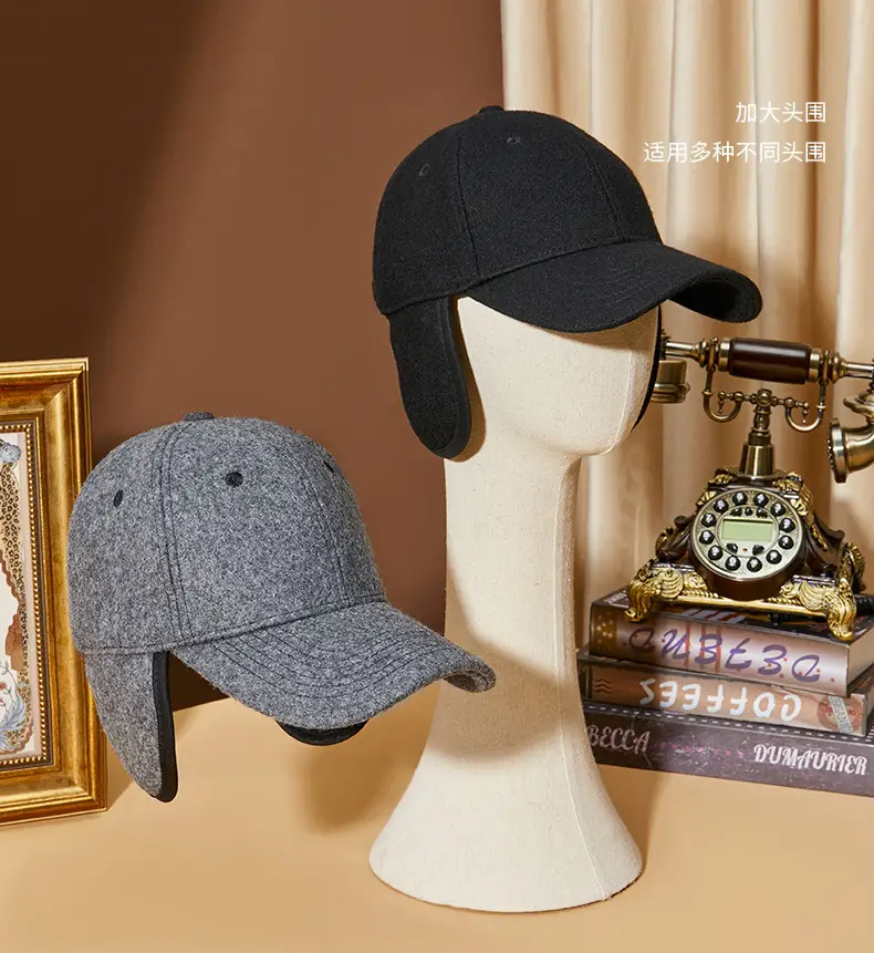 Men Winter Windproof Cap with Ear Protection Black Grey — feature 2