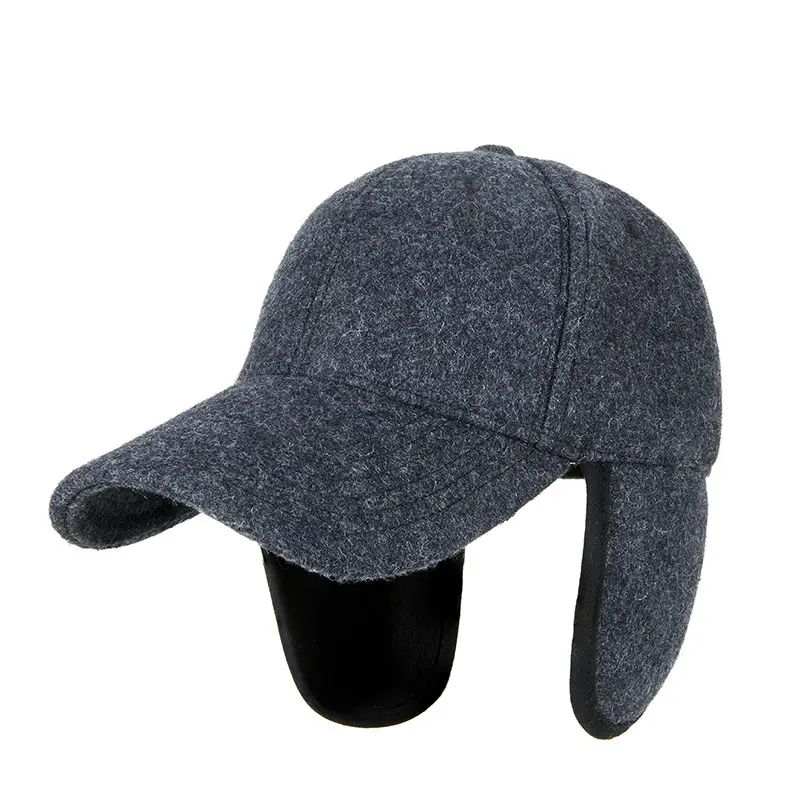 Men Winter Windproof Cap with Ear Protection Black Grey