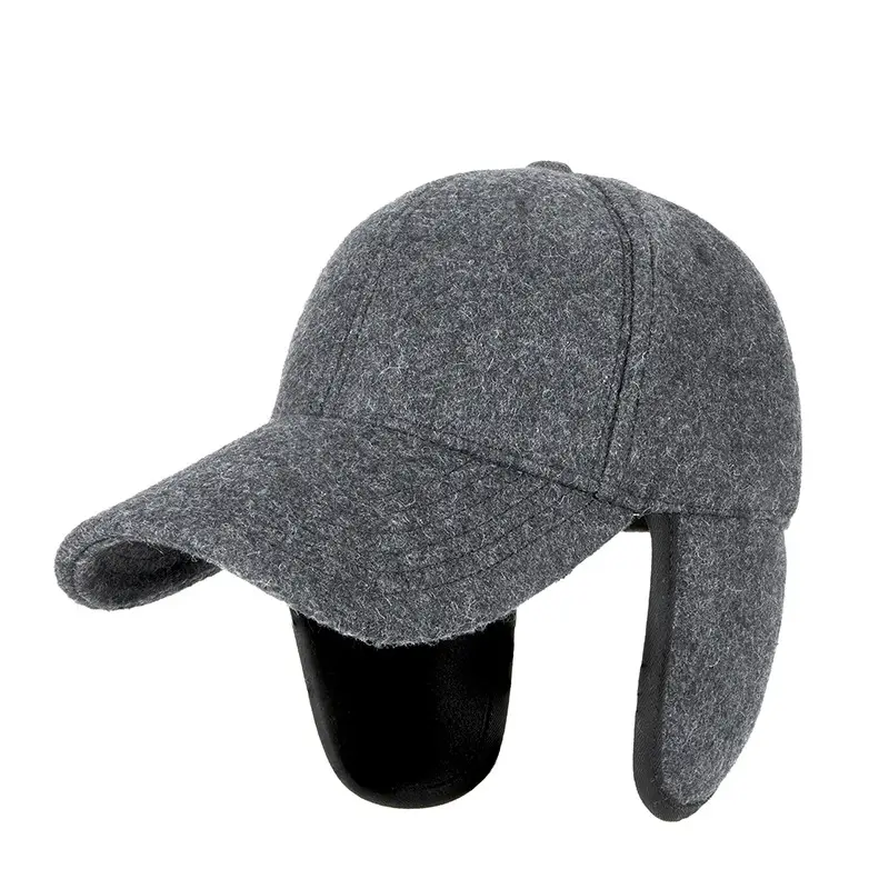Men Winter Windproof Cap with Ear Protection Black Grey