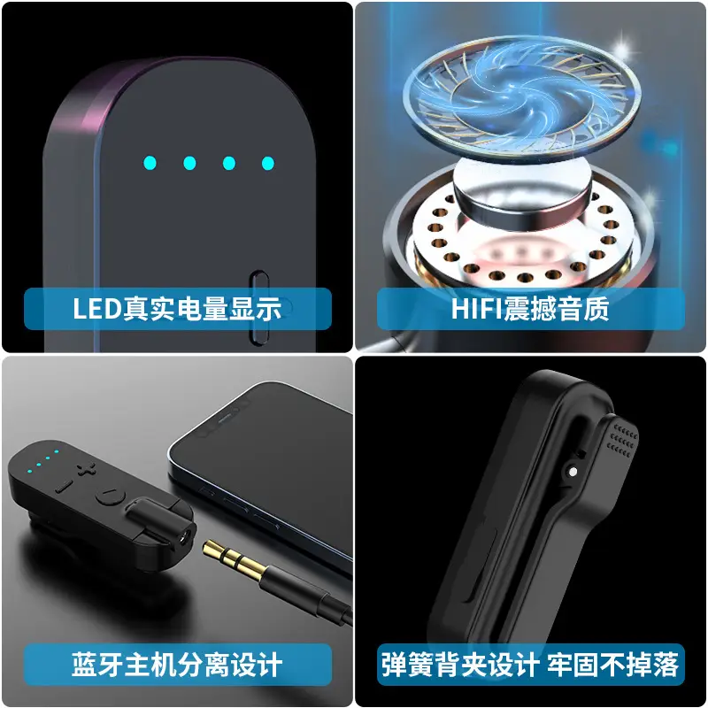 Bluetooth Headset Receiver with 180h Battery & Type-C Charging