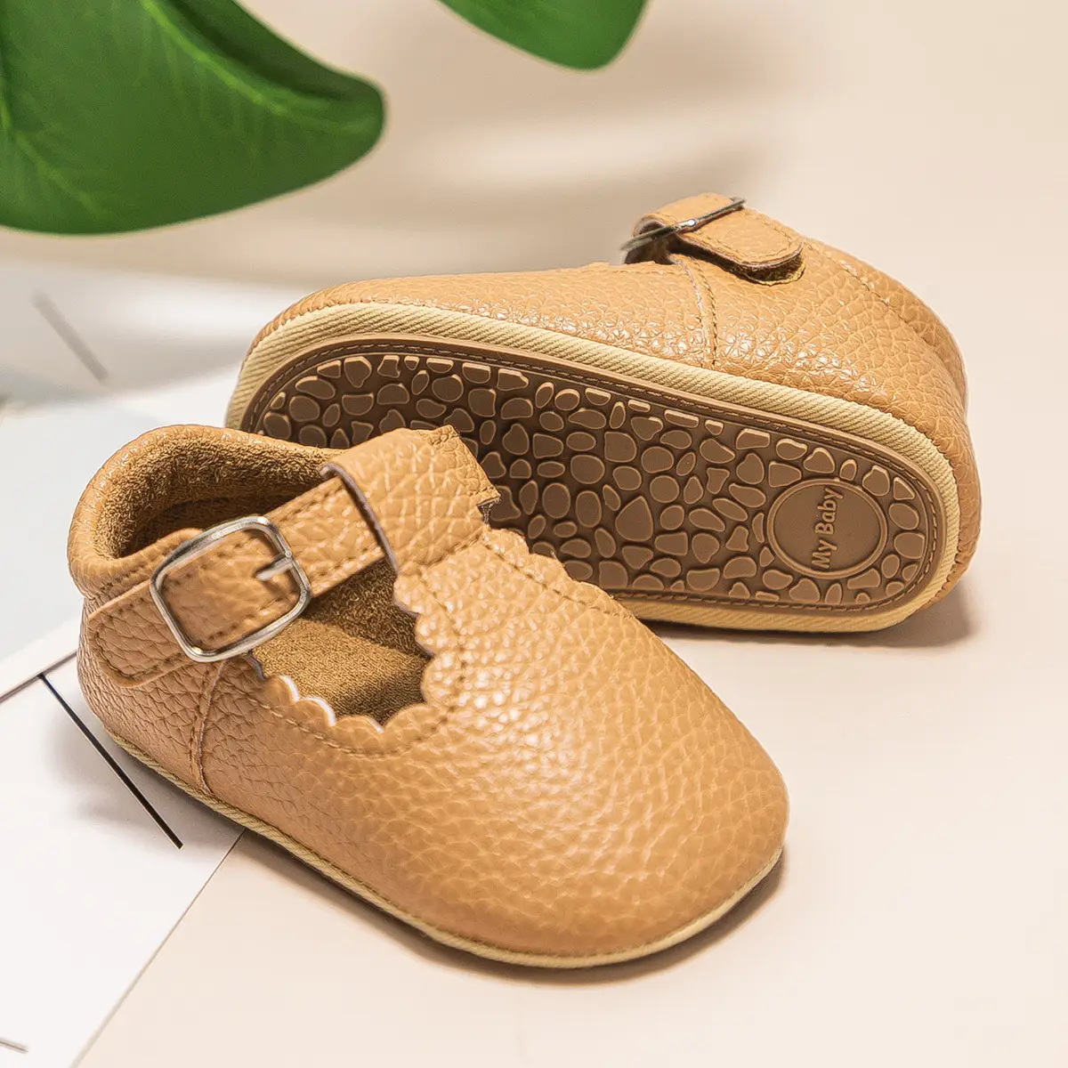 Black Embroidered Baby Shoes with Buckle Strap — feature 19