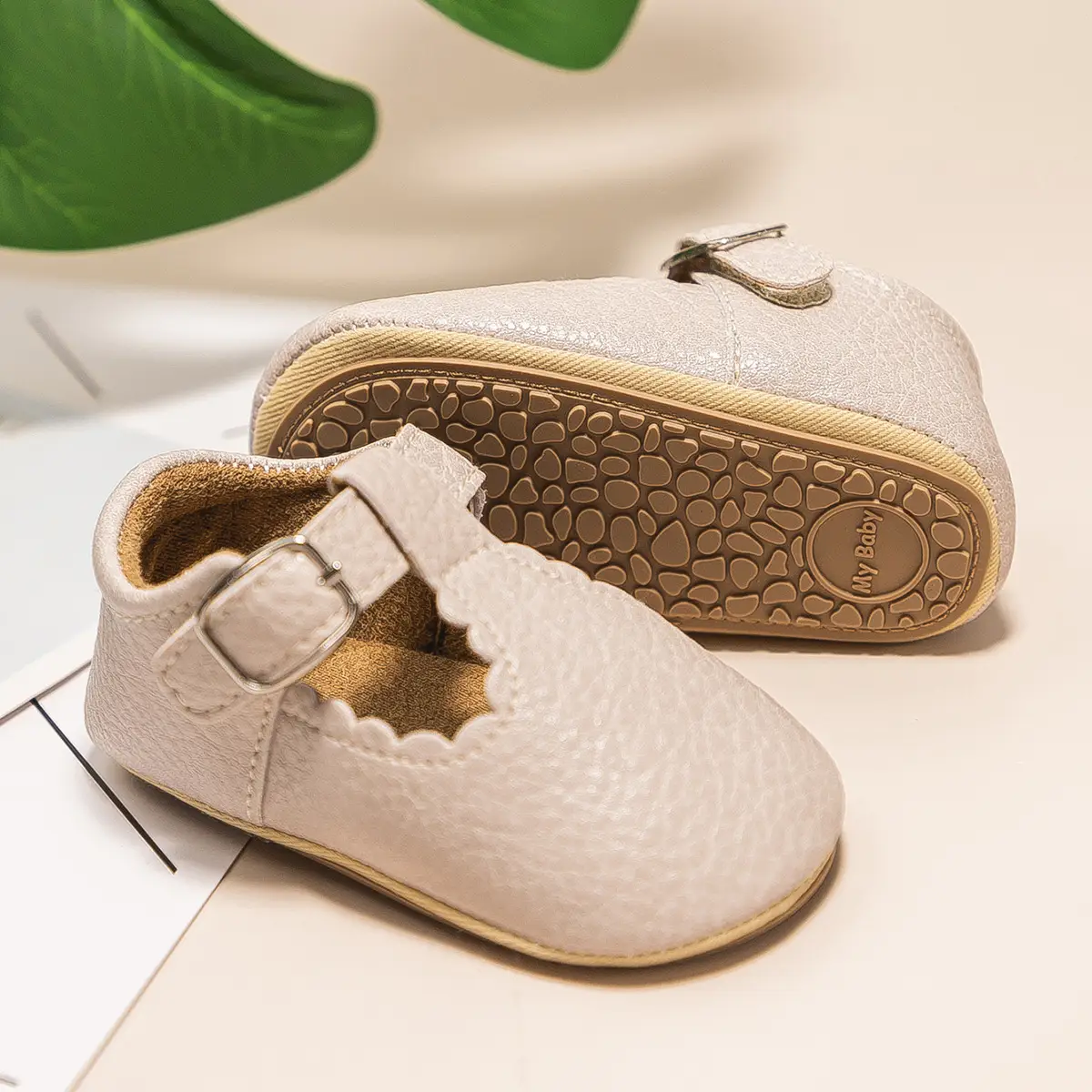 Black Embroidered Baby Shoes with Buckle Strap — feature 20
