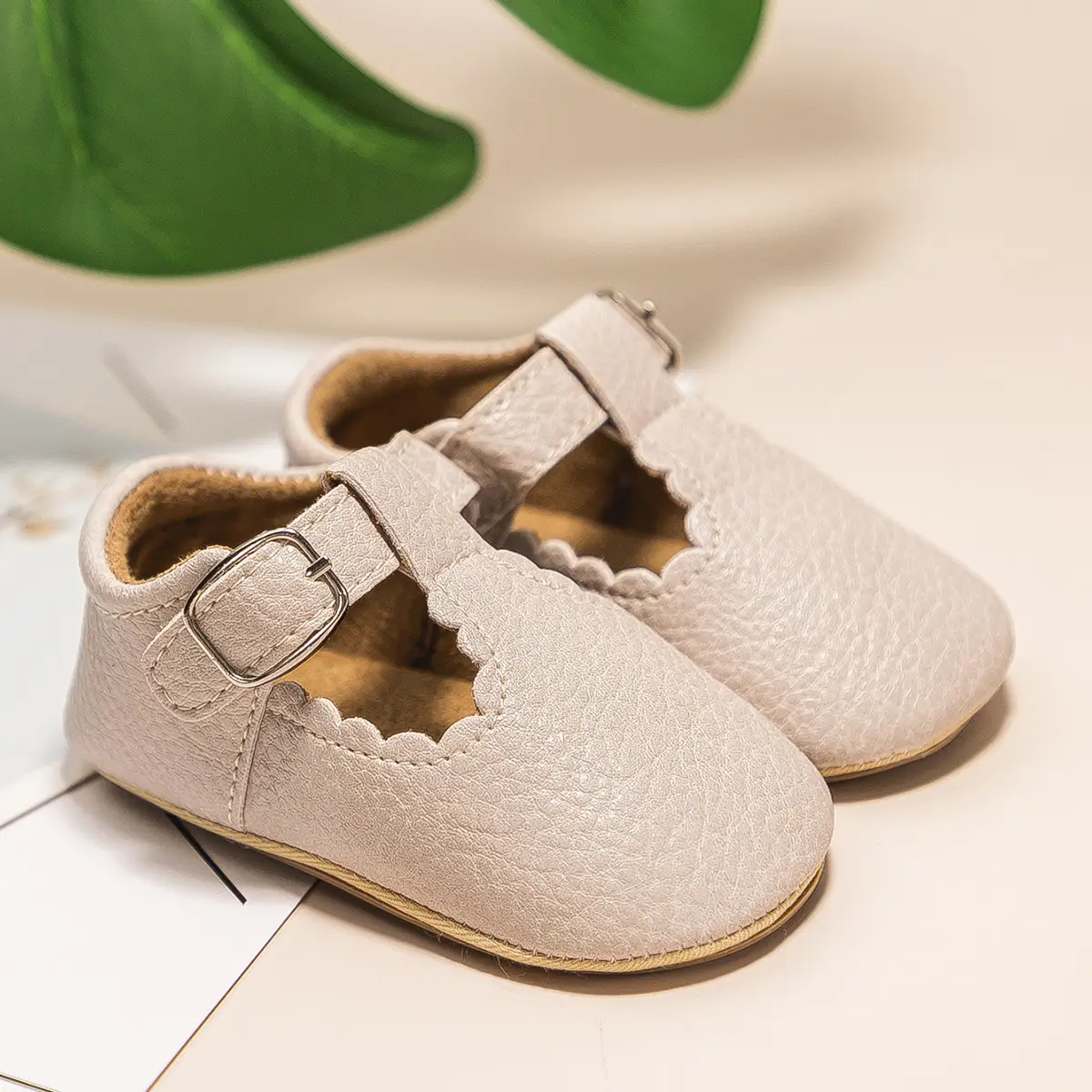 Black Embroidered Baby Shoes with Buckle Strap — feature 21