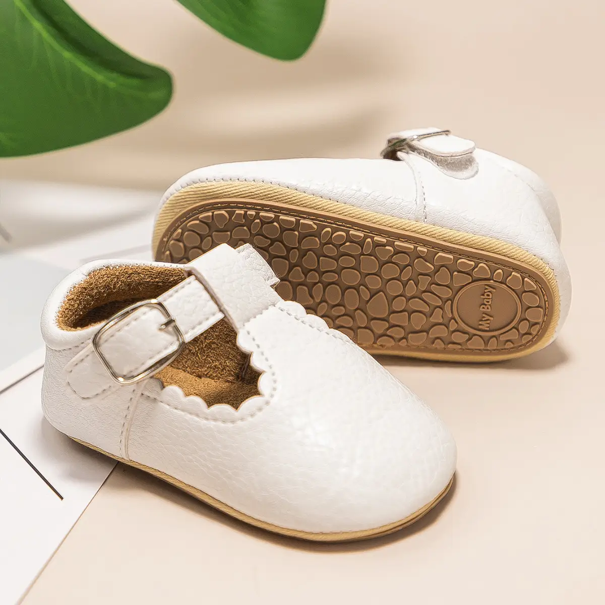Black Embroidered Baby Shoes with Buckle Strap — feature 5