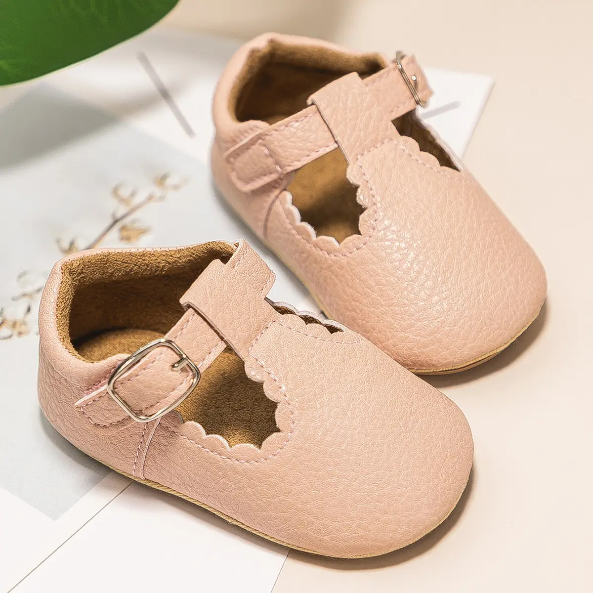 Black Embroidered Baby Shoes with Buckle Strap — feature 8