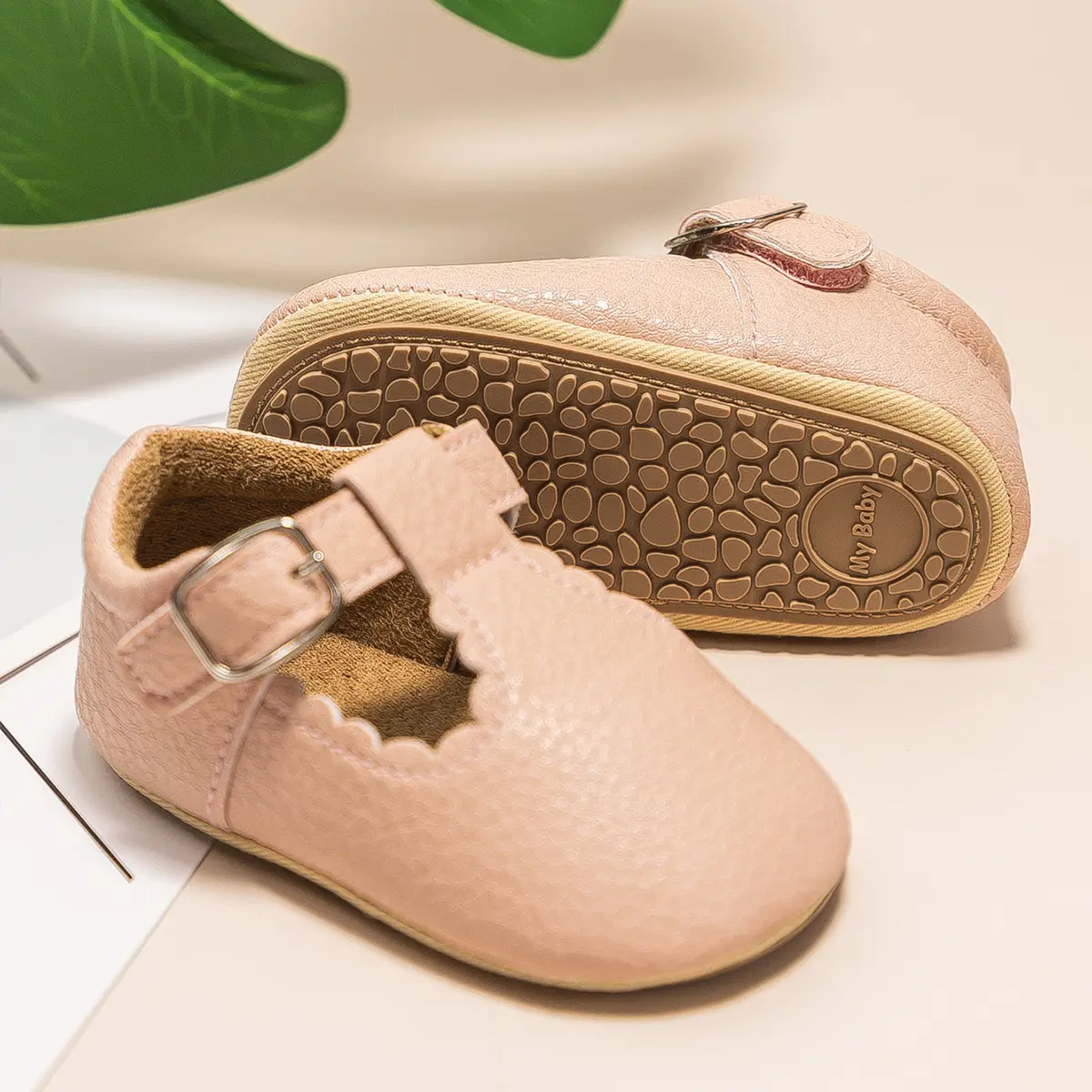 Black Embroidered Baby Shoes with Buckle Strap — feature 9