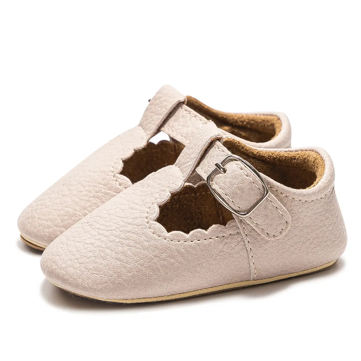 Black Embroidered Baby Shoes with Buckle Strap