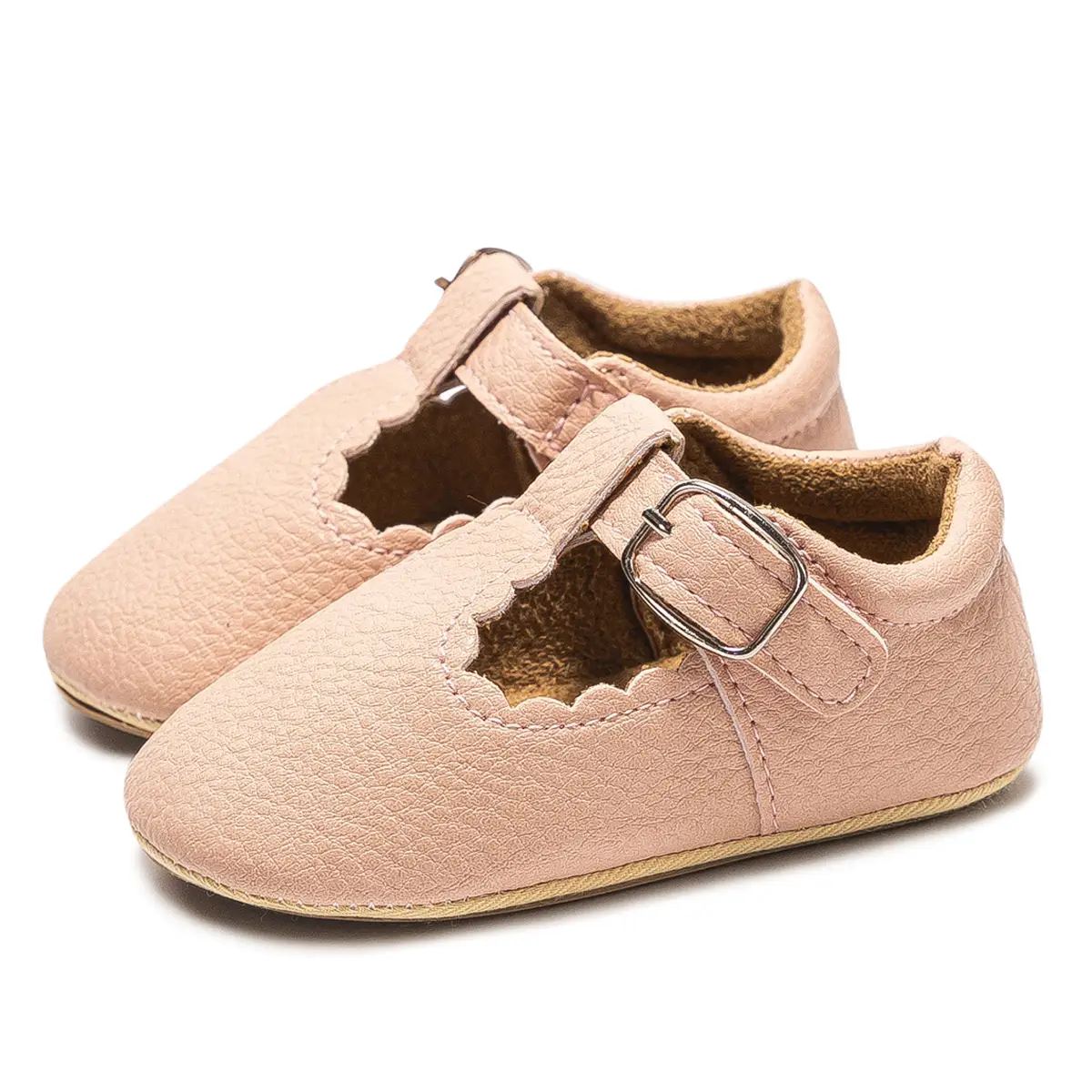 Black Embroidered Baby Shoes with Buckle Strap