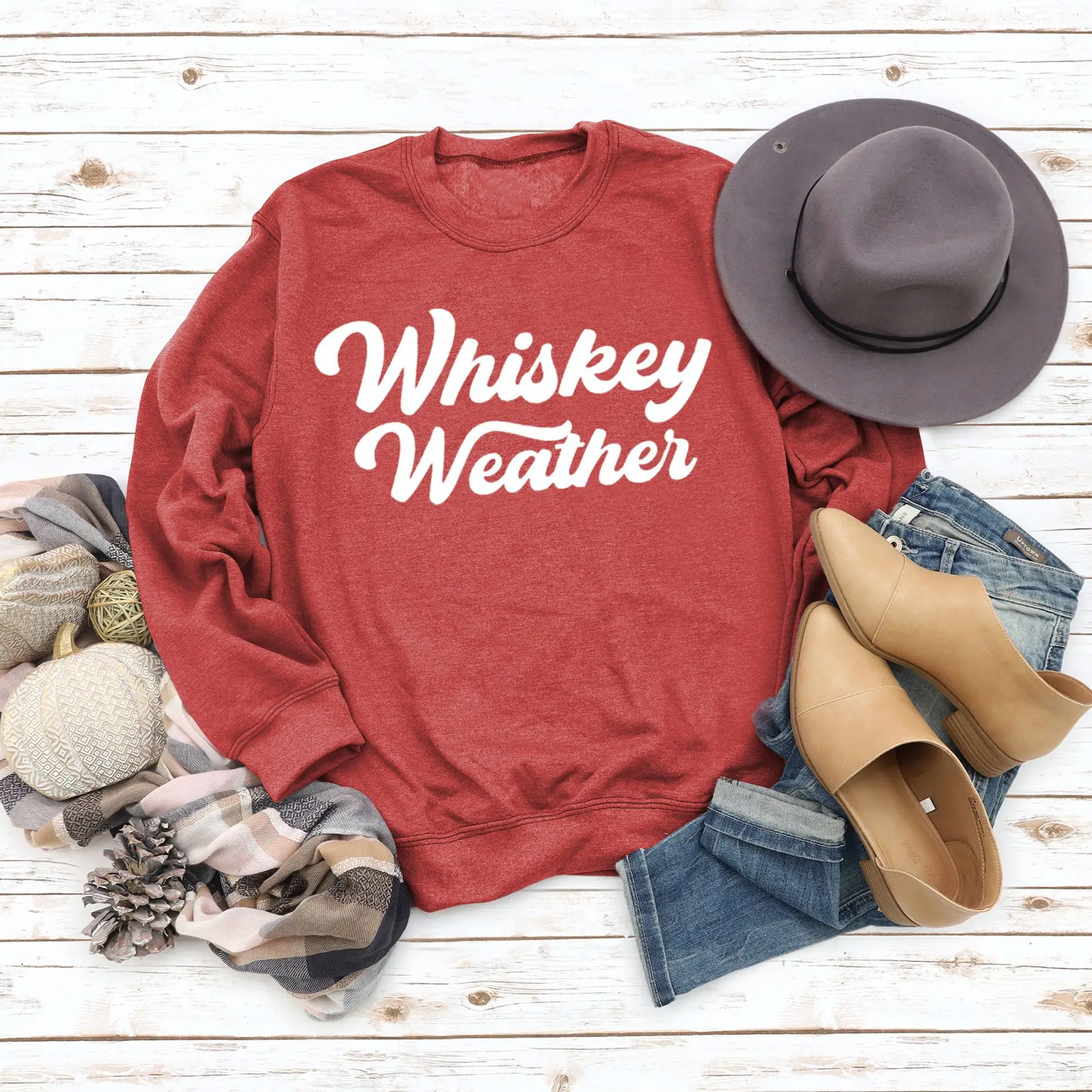 Whiskey Weather Casual Sweatshirt Women Loose Fit