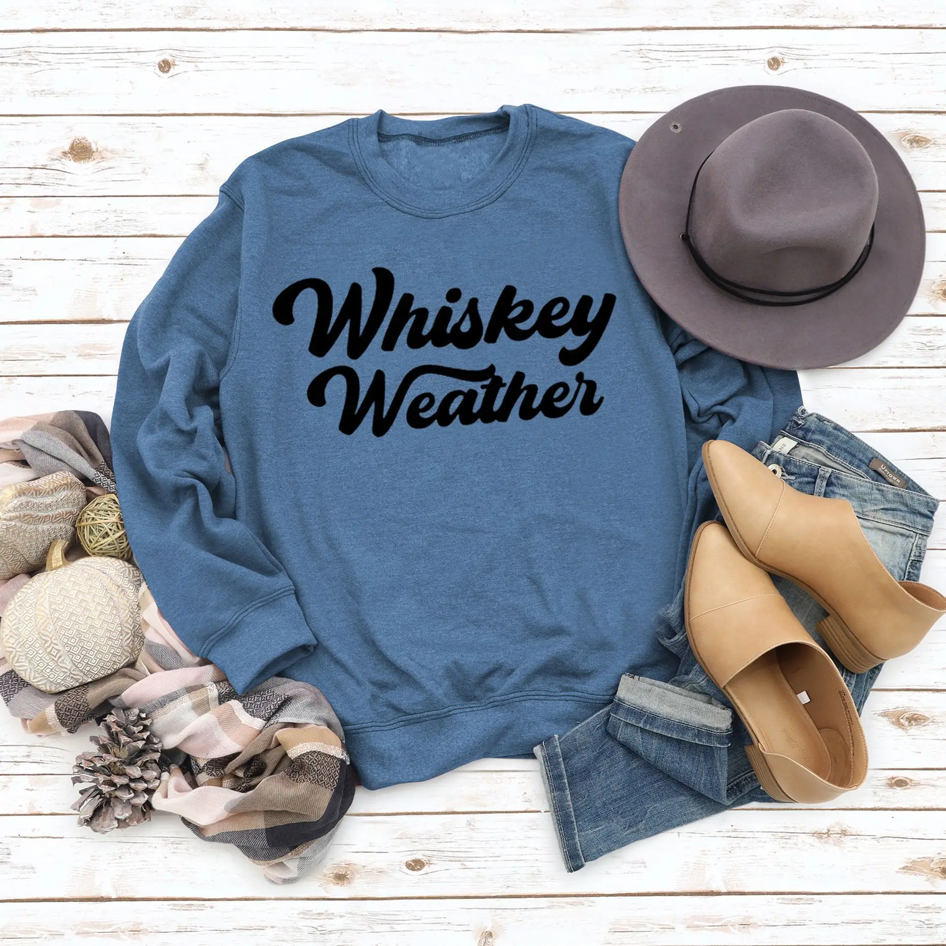 Whiskey Weather Casual Sweatshirt Women Loose Fit