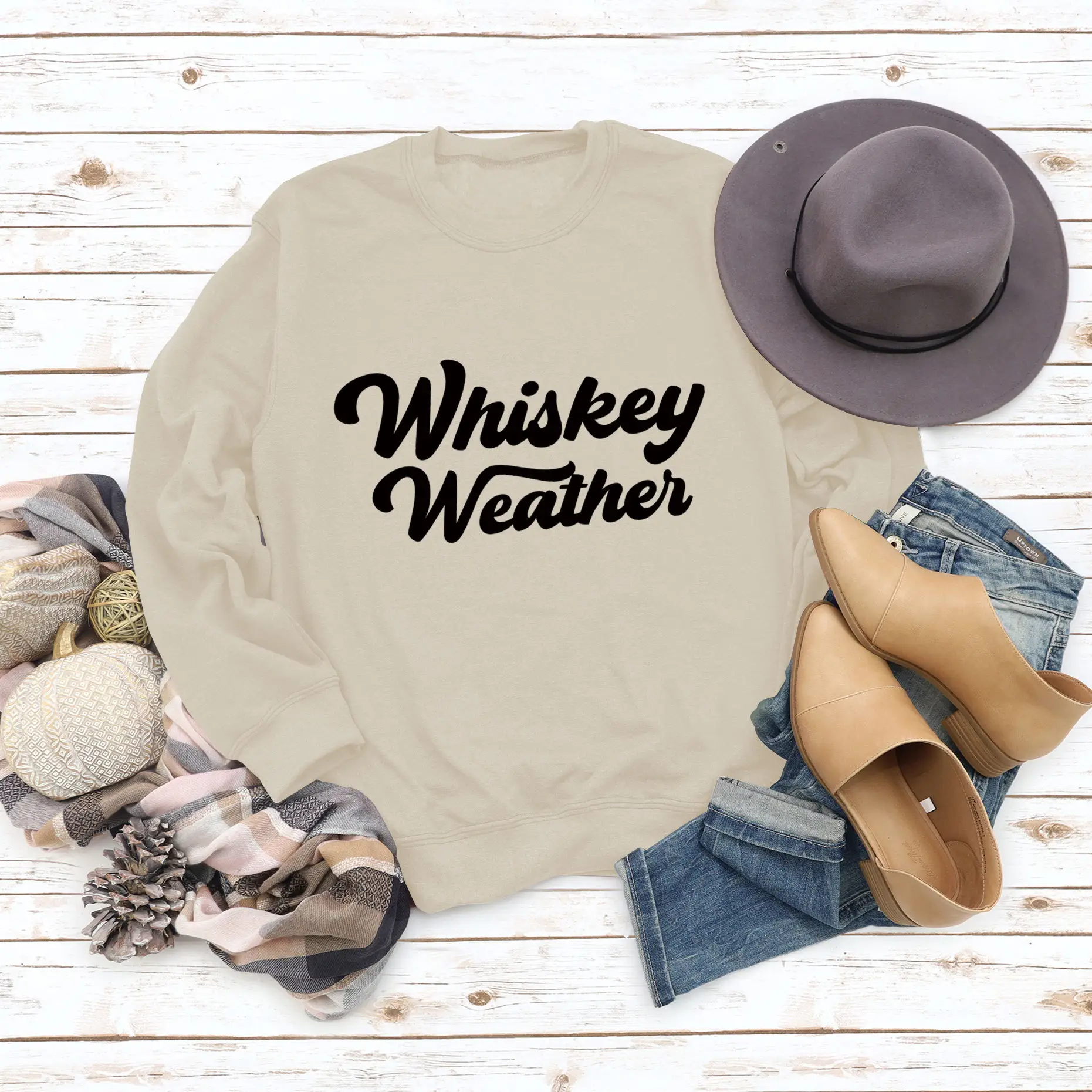 Whiskey Weather Casual Sweatshirt Women Loose Fit