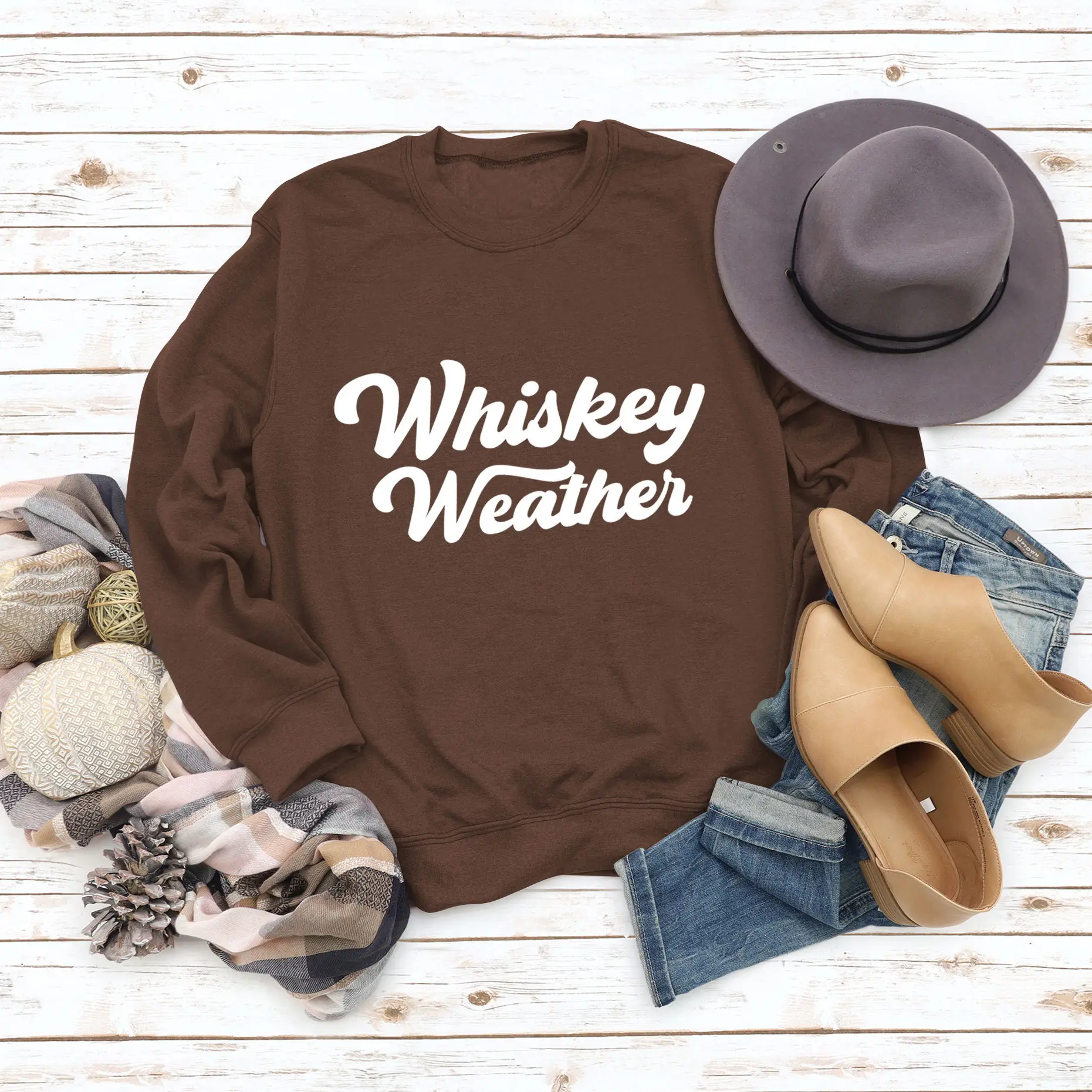 Whiskey Weather Casual Sweatshirt Women Loose Fit
