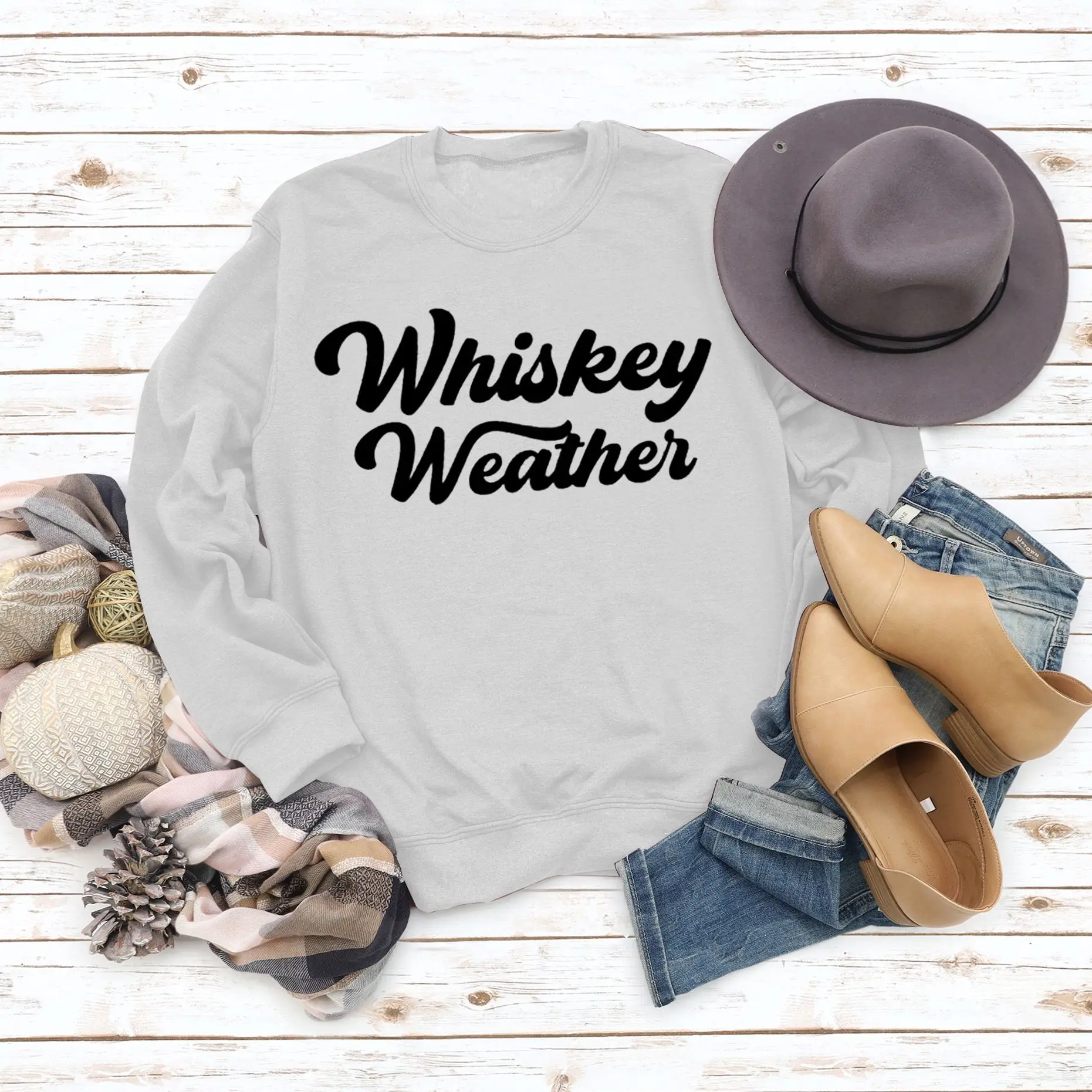 Whiskey Weather Casual Sweatshirt Women Loose Fit