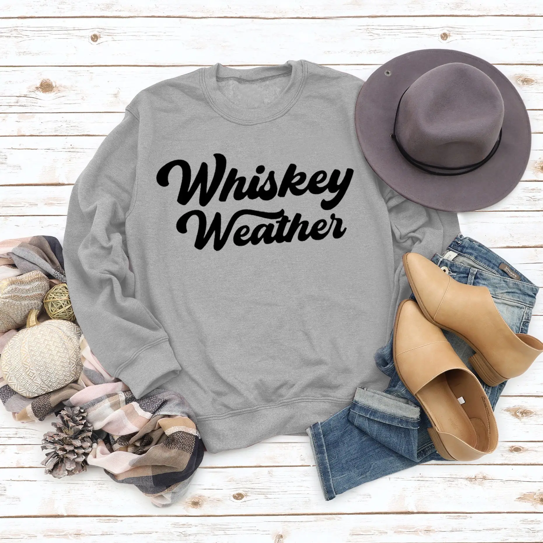 Whiskey Weather Casual Sweatshirt Women Loose Fit