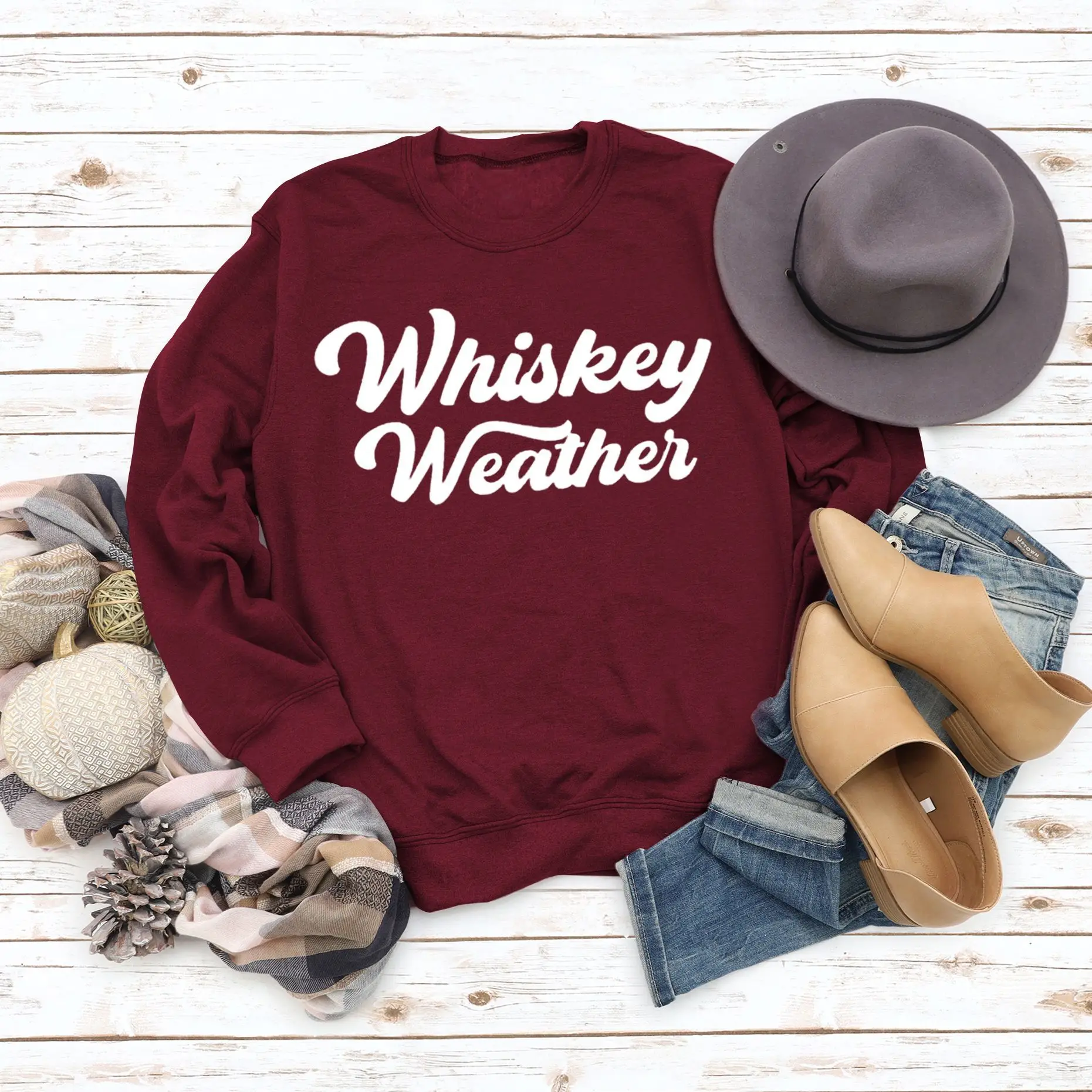 Whiskey Weather Casual Sweatshirt Women Loose Fit