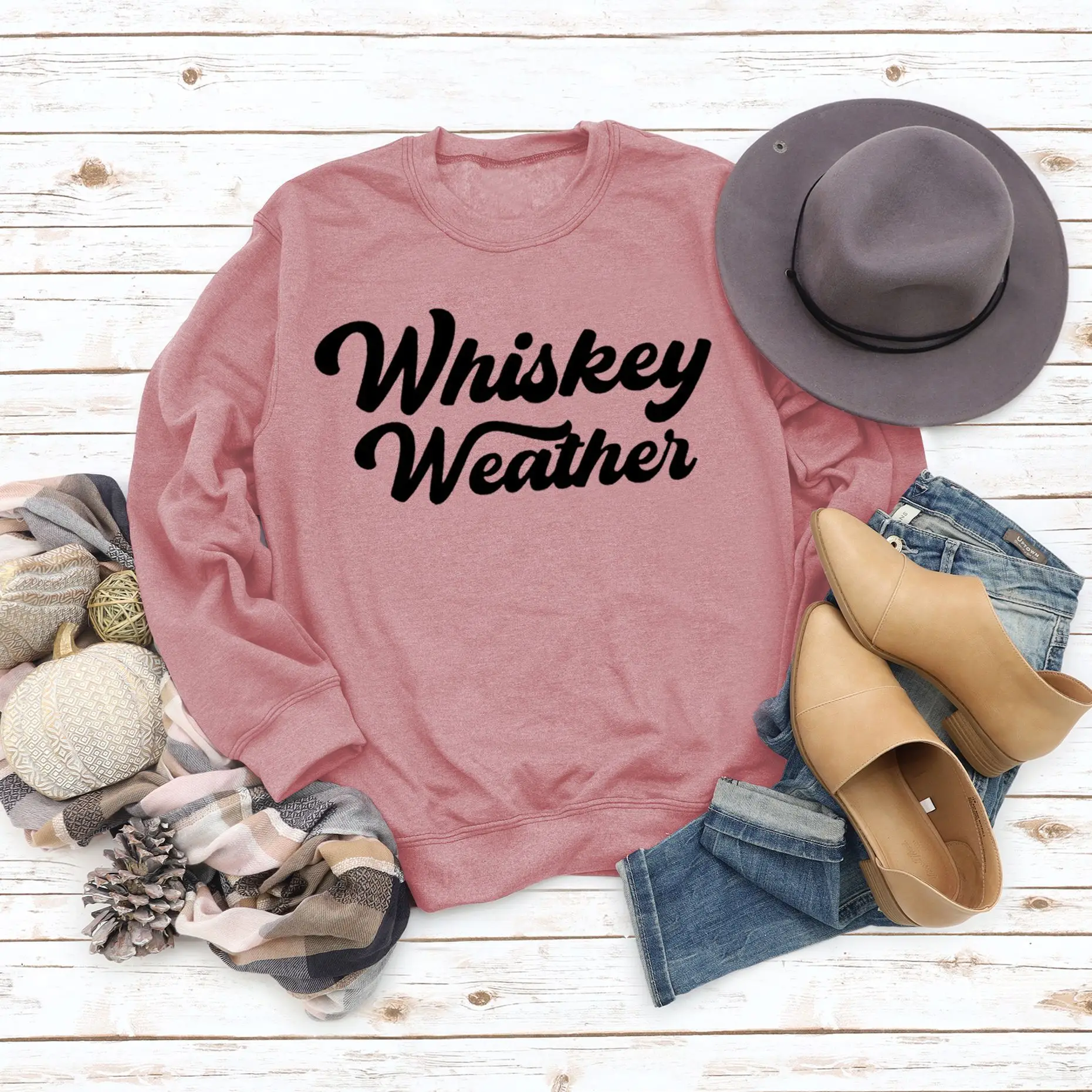 Whiskey Weather Casual Sweatshirt Women Loose Fit