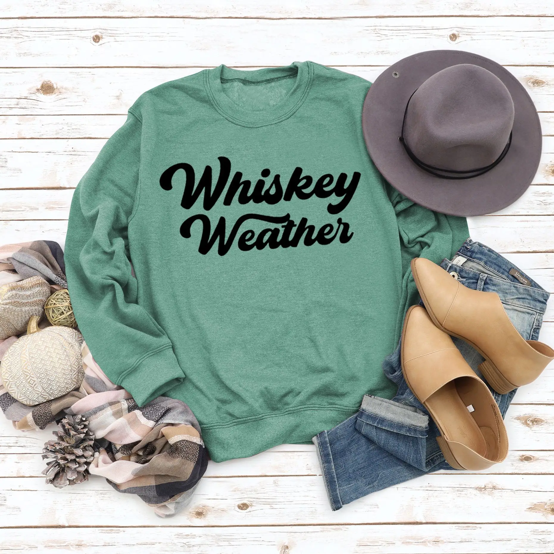 Whiskey Weather Casual Sweatshirt Women Loose Fit
