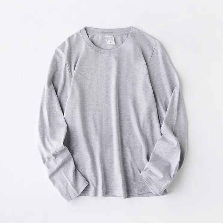 Men Heavy Cotton Long Sleeve T-Shirt Grey - Image 3