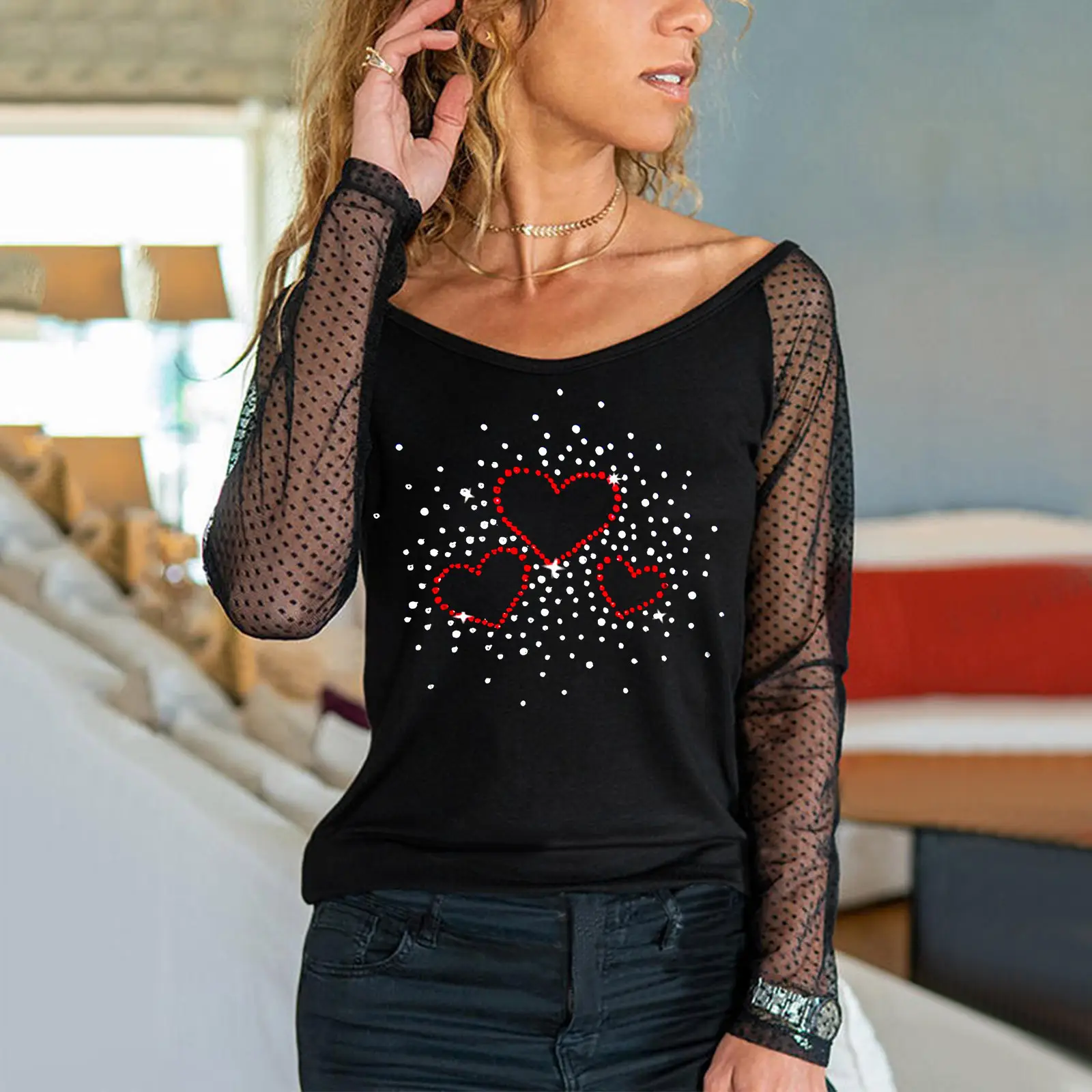 2022 Women's Black Butterfly Long Sleeve T-Shirt - Image 3