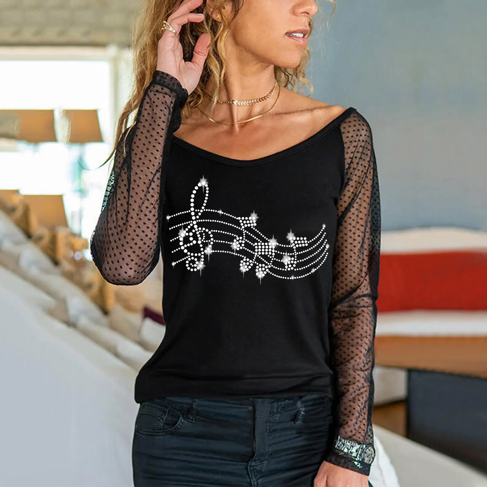 2022 Women's Black Butterfly Long Sleeve T-Shirt - Image 8