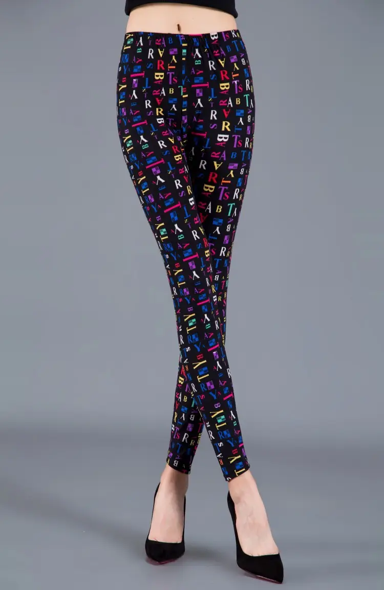 Spring & Autumn Braided Cotton Cropped Pants Black Printed Large Size - Image 3