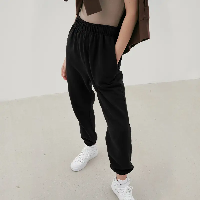 Women's Brown High-Waisted Terry Jogger Pants