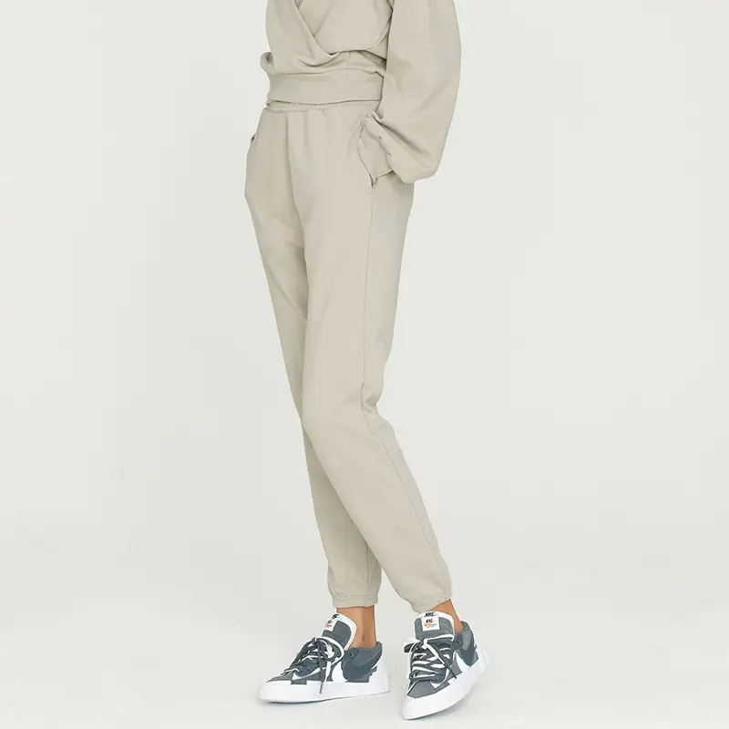 Women's Brown High-Waisted Terry Jogger Pants