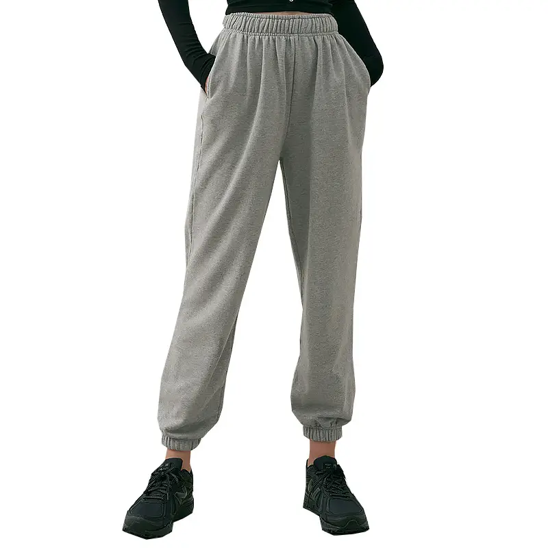 Women's Brown High-Waisted Terry Jogger Pants