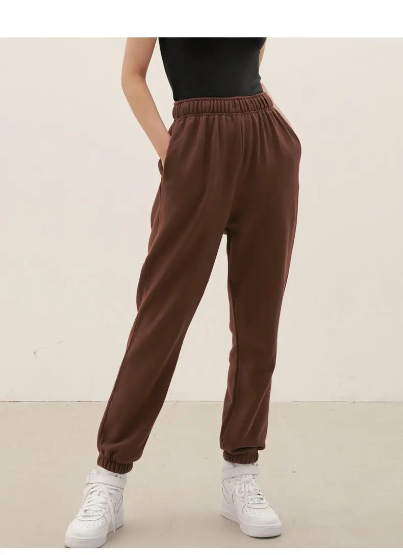 Women's Brown High-Waisted Terry Jogger Pants — feature 26