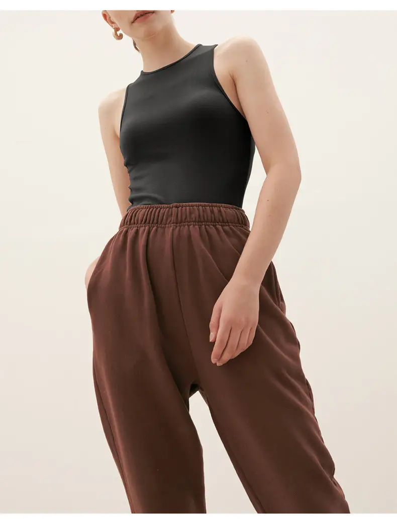 Women's Brown High-Waisted Terry Jogger Pants — feature 27