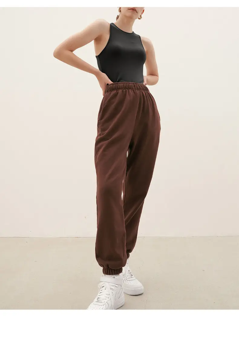 Women's Brown High-Waisted Terry Jogger Pants — feature 28