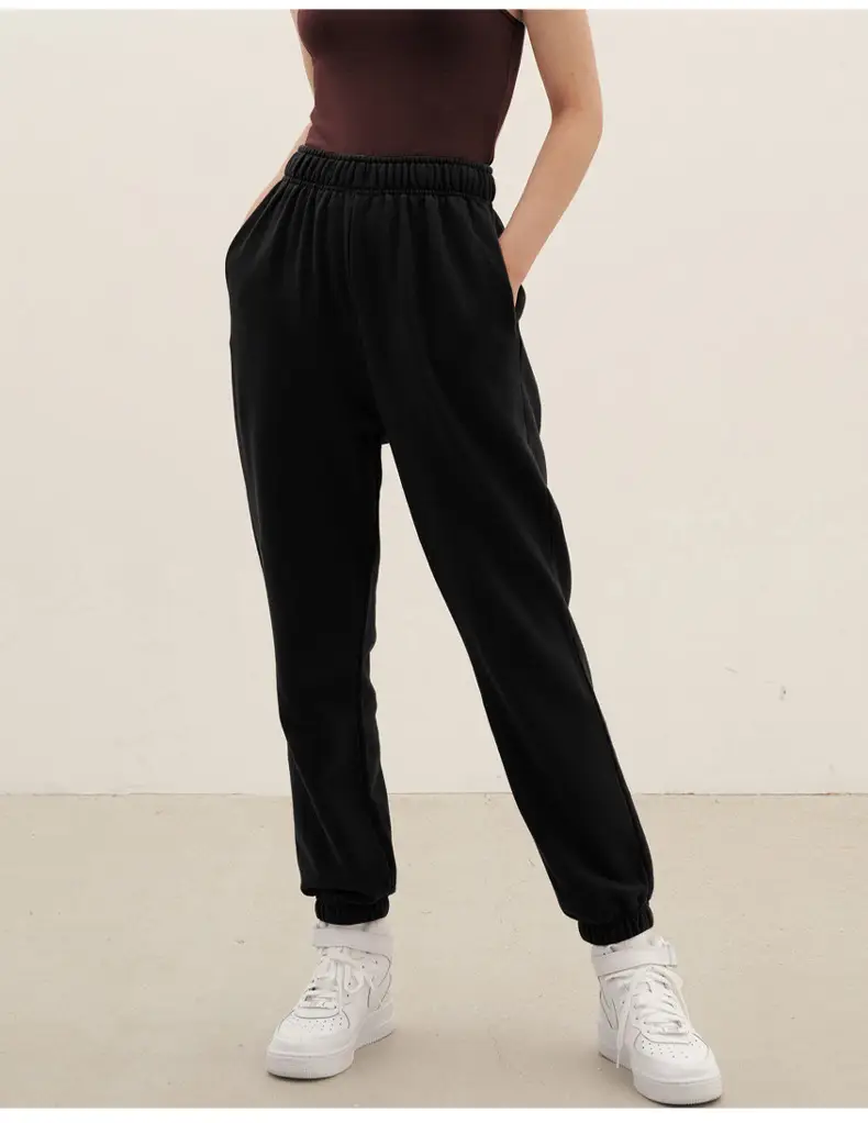 Women's Brown High-Waisted Terry Jogger Pants — feature 5