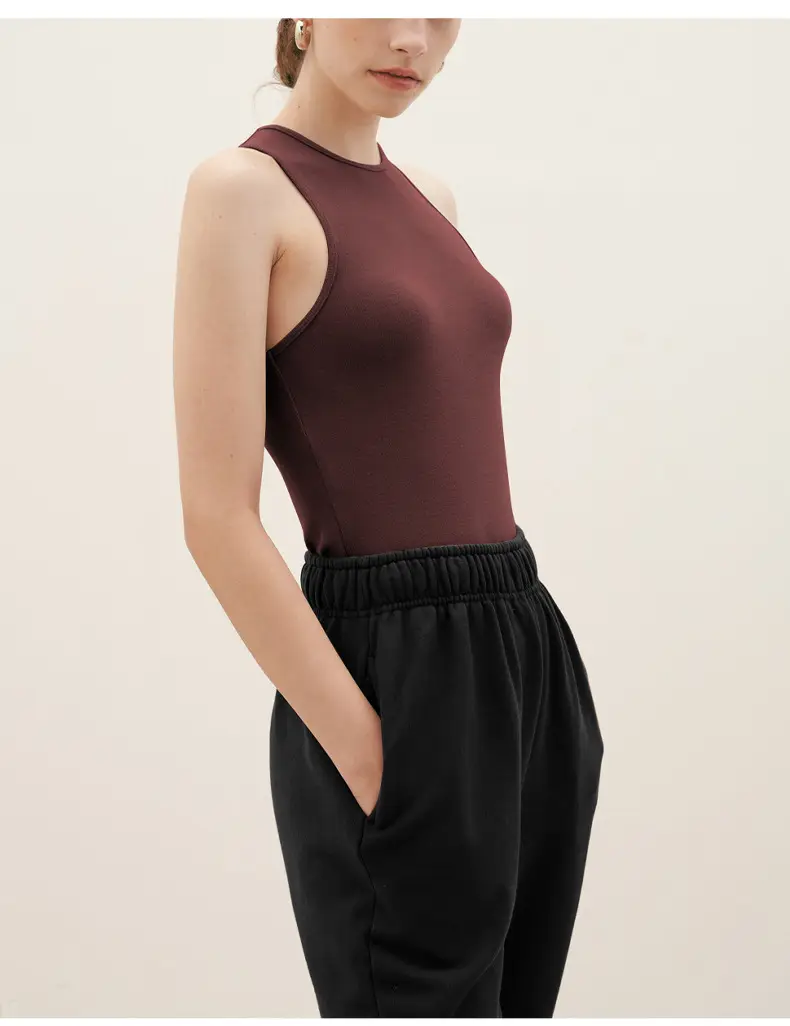 Women's Brown High-Waisted Terry Jogger Pants — feature 7
