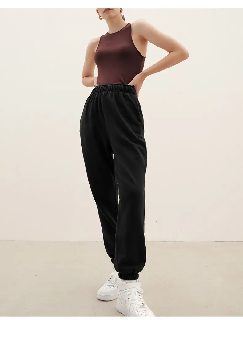 Women's Brown High-Waisted Terry Jogger Pants — feature 8